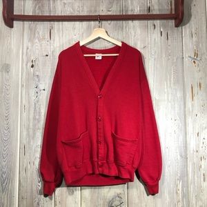 Vintage 90s Jerzzes Red Mens Cardigan
